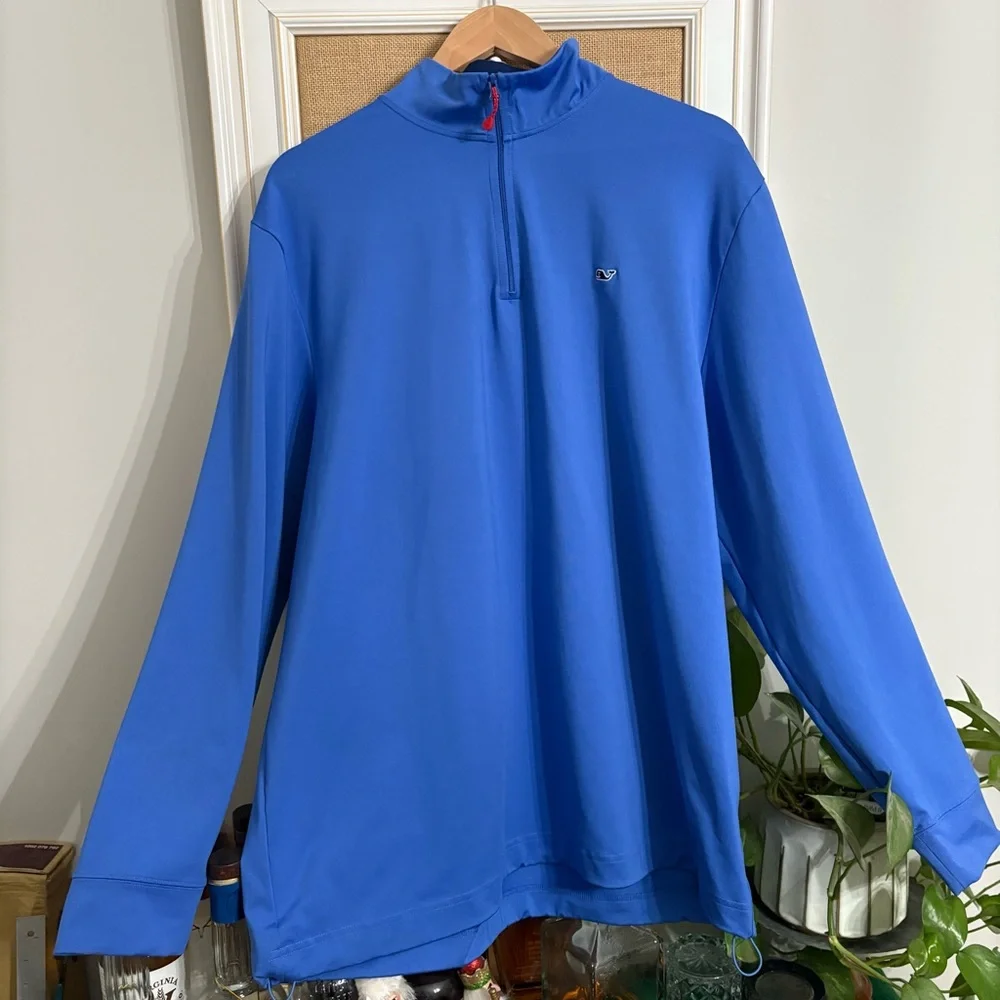 Vineyard Vines Bright Blue performance 1/4 zip Sz XL EUC